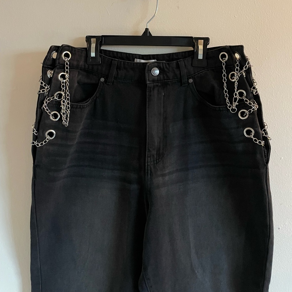 Black Denim Jean with Chain Detail • Concert • Festival • Boyfriend Jean